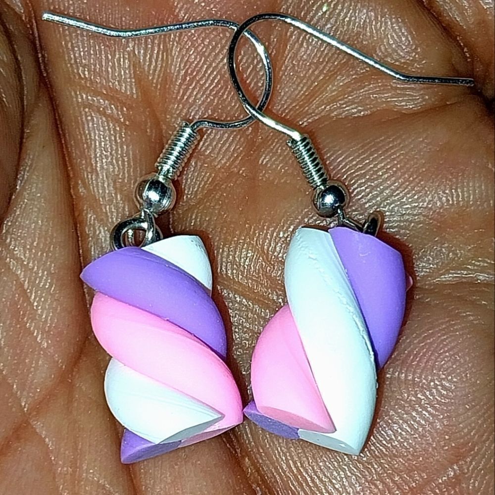 Hand crafted marshmallow dingle earrings